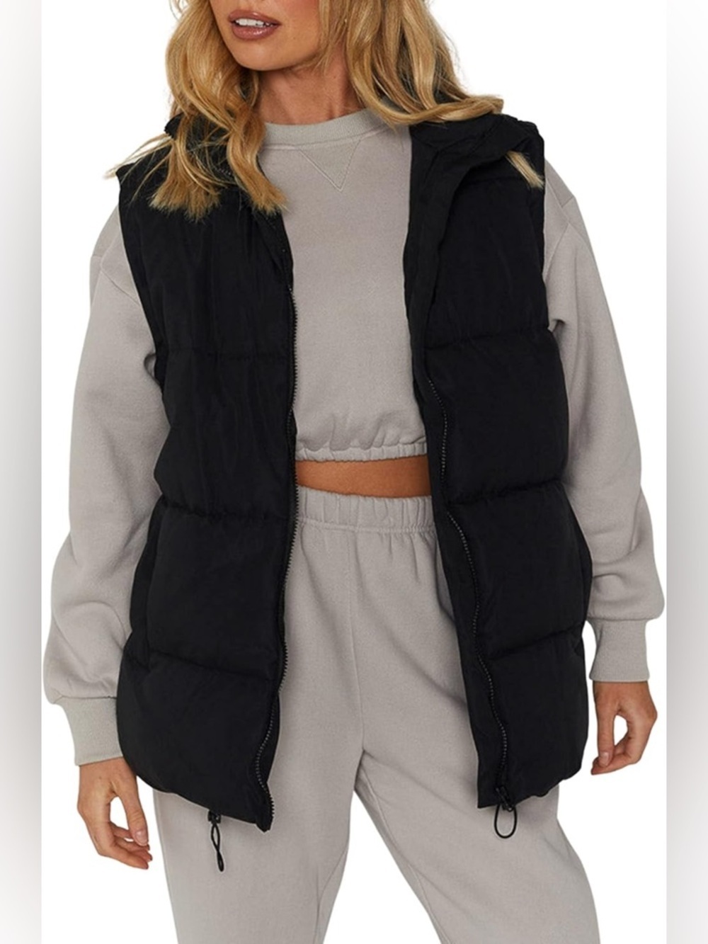NWOT - Athlisan Sleeveless Zip Up Puffer Vest in Black - Size L